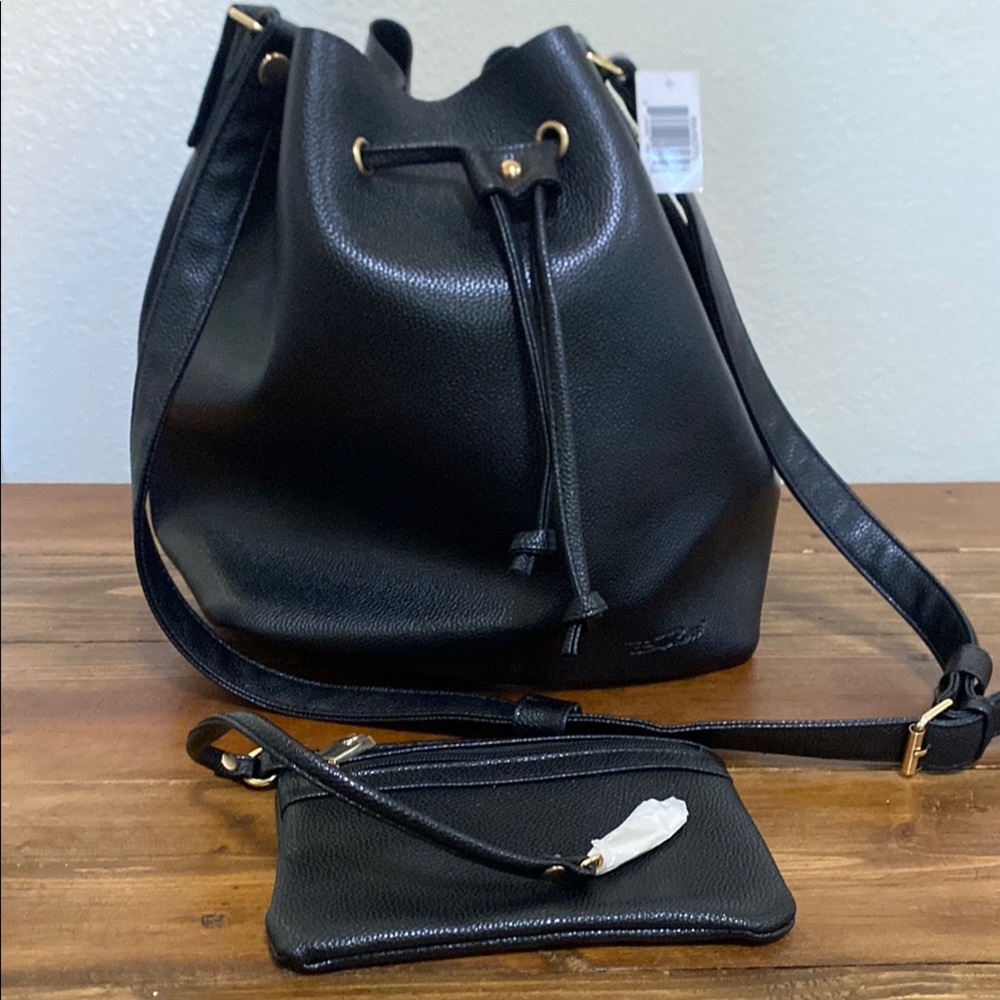 Elegant Black Bucket Bag set